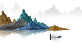 新中式蓝水墨国画抽象山水背景图片