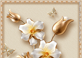 3D立体奢华金色花朵珠宝玄关图片