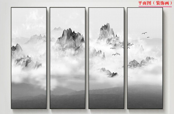 新中式水墨山水条幅装饰画图片