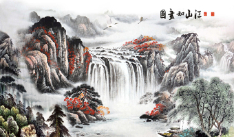 古典江山如画图水墨背景墙图片