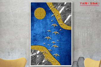 欧式蓝色飞鸟客厅现代抽象装饰画图片
