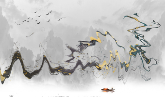 创意禅意中国风大气山水风景画图片