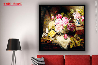 欧式复古抽象油画花卉客厅装饰画图片