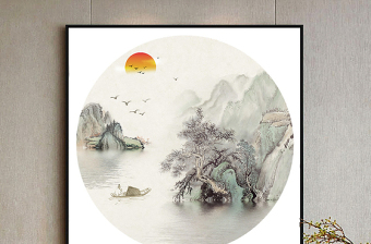 新中式水墨山水装饰画图片