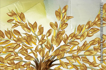 金色装饰发财树图片