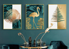 原创轻奢金色植物现代简约抽象北欧装饰画-版权可商用