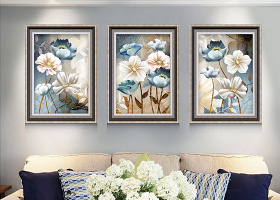 原创欧式复古抽象手绘花卉乡村客厅装饰画-版权可商用