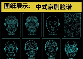 原创2019最新中式京剧脸谱CAD图库