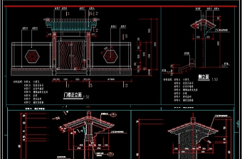 中式门楼节点CAD详图