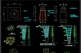 各式景观灯柱CAD施工图