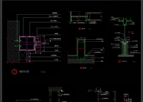 玻璃隔断安装节点CAD图纸