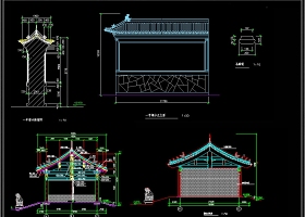 园林建筑檐角CAD设计立面图