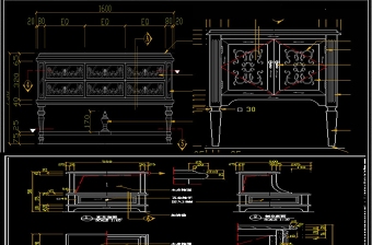 原创2019最新床头柜CAD图纸素材