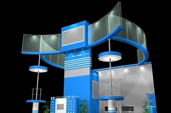 蓝色展会展示3D模型设计下载