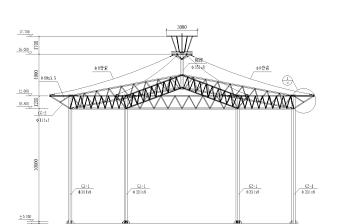 某公园六角形钢膜结构工程施工图（CAD）