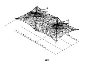 膜结构自行车棚结构施工图（图纸齐全）